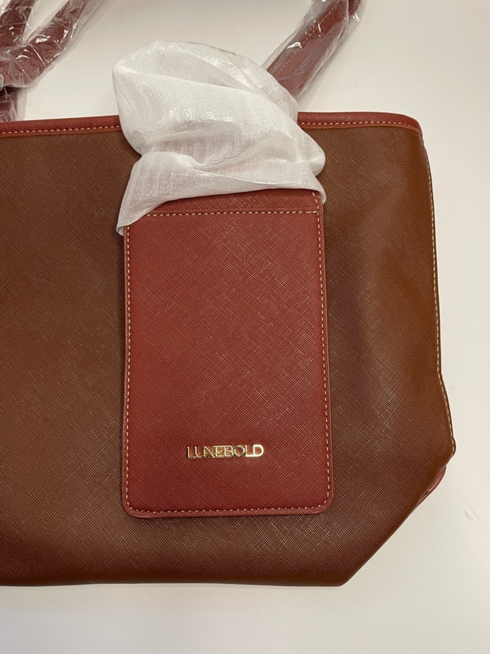 NWT LUXEBOLD®️ Brown Tote Bag with side pouch. - Picture 5 of 7